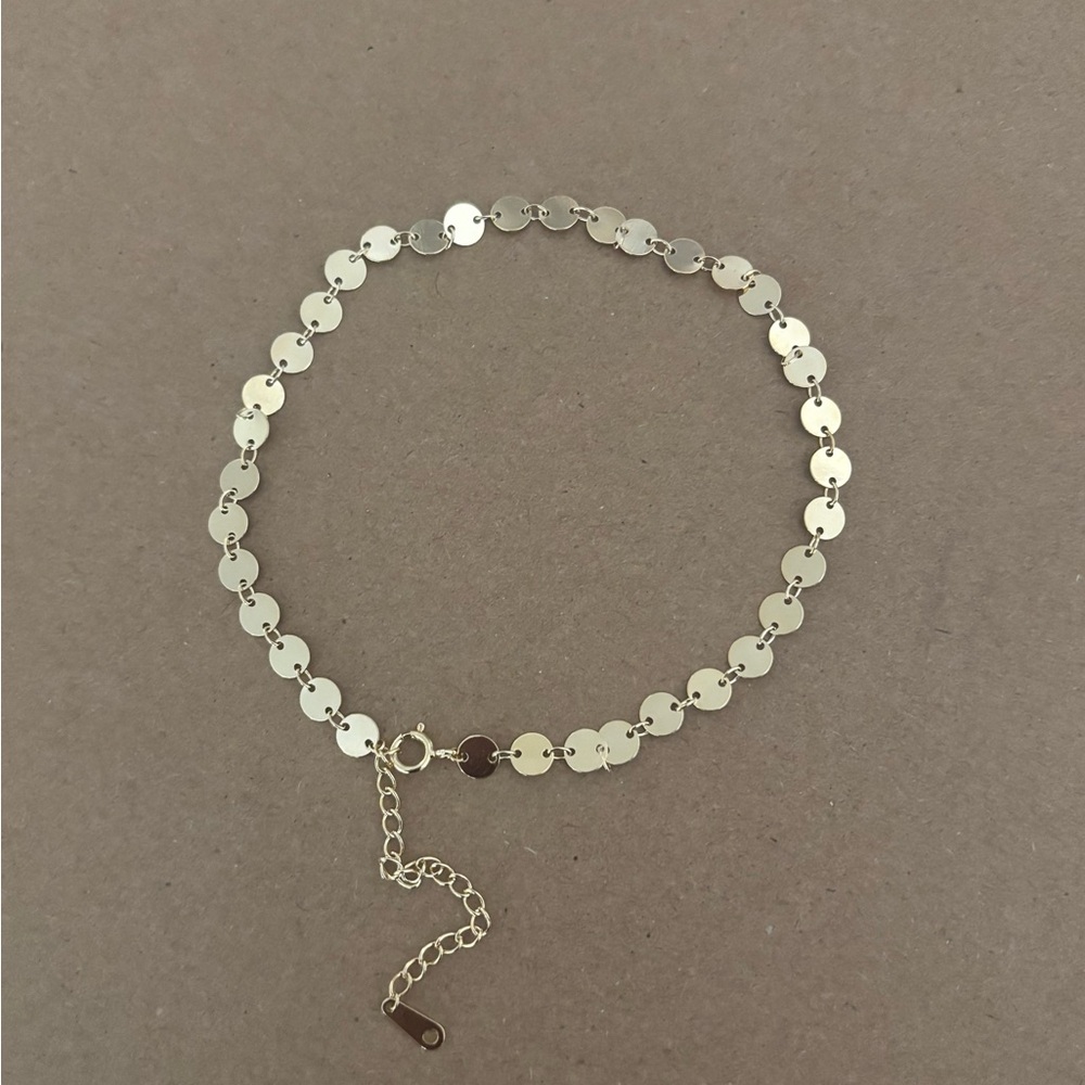 Women Girl 925 Sterling  Dangle Round Bar Chain Anklet Bracelet. Size 10”